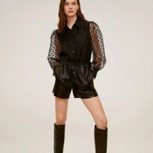 H&M Black Organza Sleeve Chiffon Button Top XS NEW